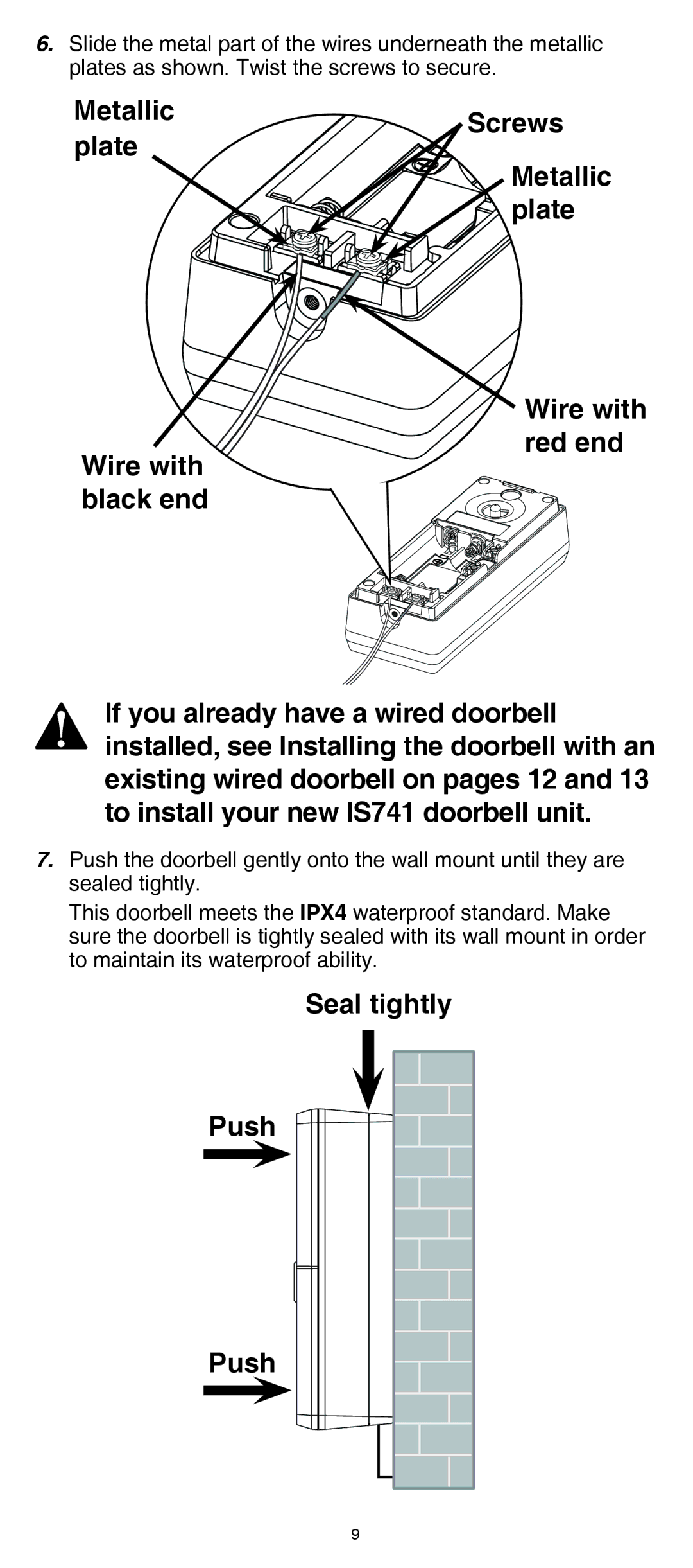 VTech IS7121/IS7121-2/IS7121-22 user manual Seal tightly Push 