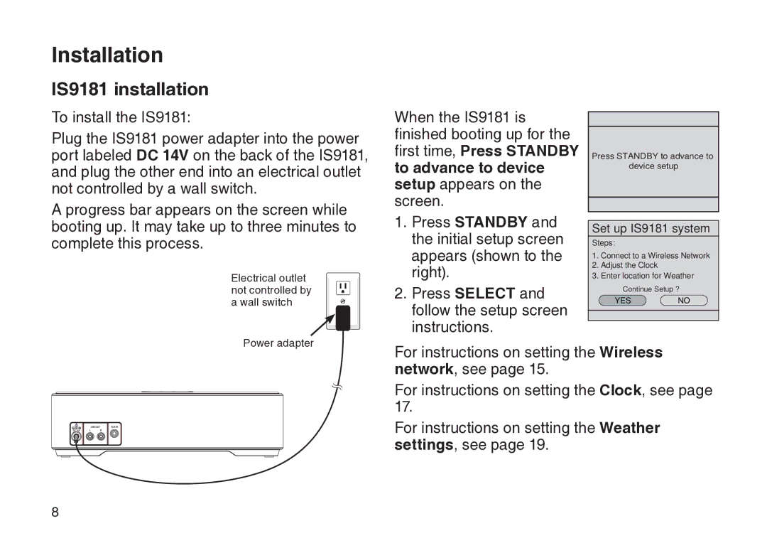 VTech user manual Set up IS9181 system 