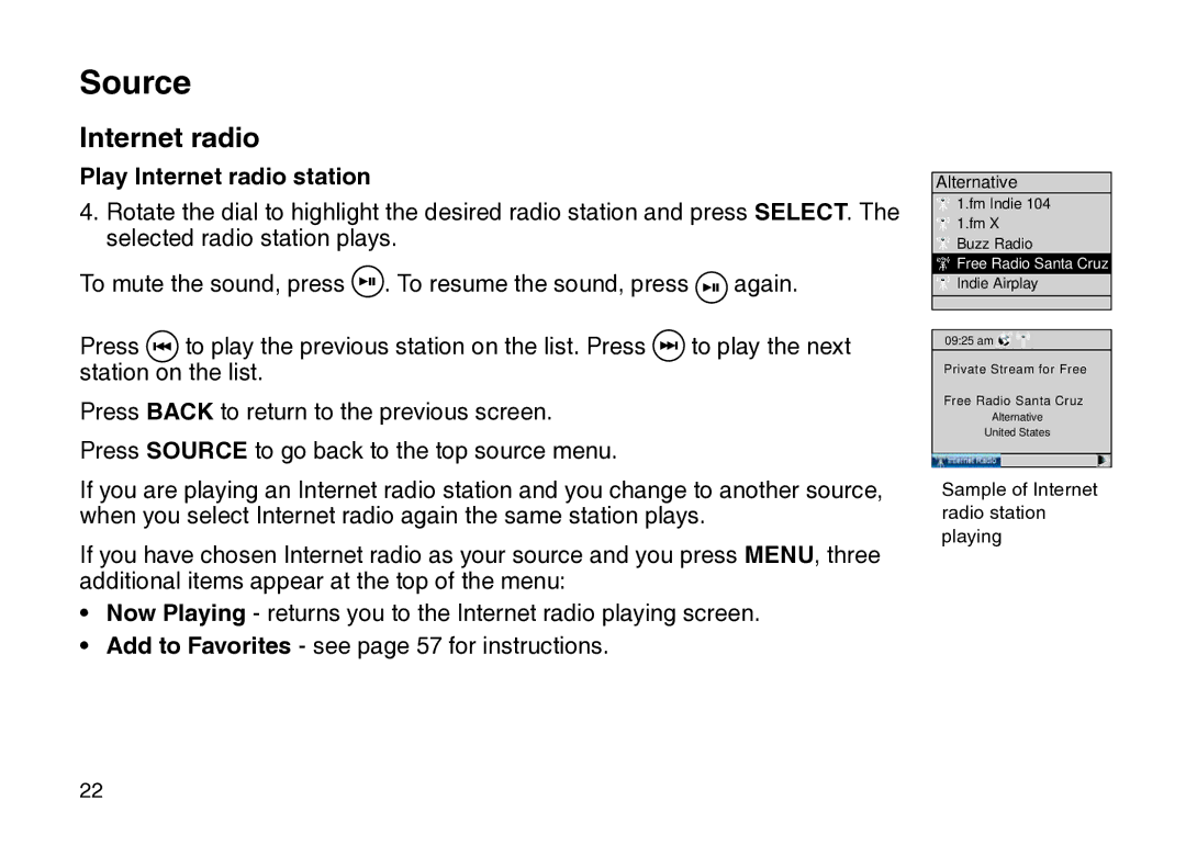 VTech IS9181 user manual Sample of Internet radio station playing 