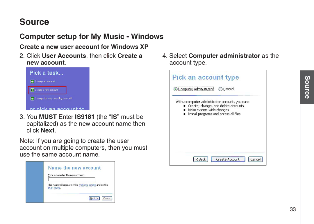 VTech IS9181 user manual Select Computer administrator as the account type 