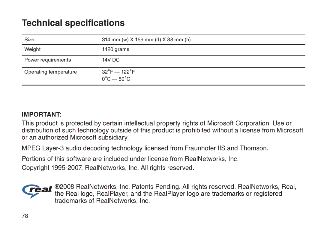 VTech IS9181 user manual Technical specifications 