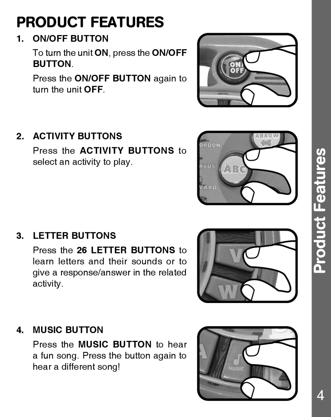 VTech Letter Engine user manual Product Features 