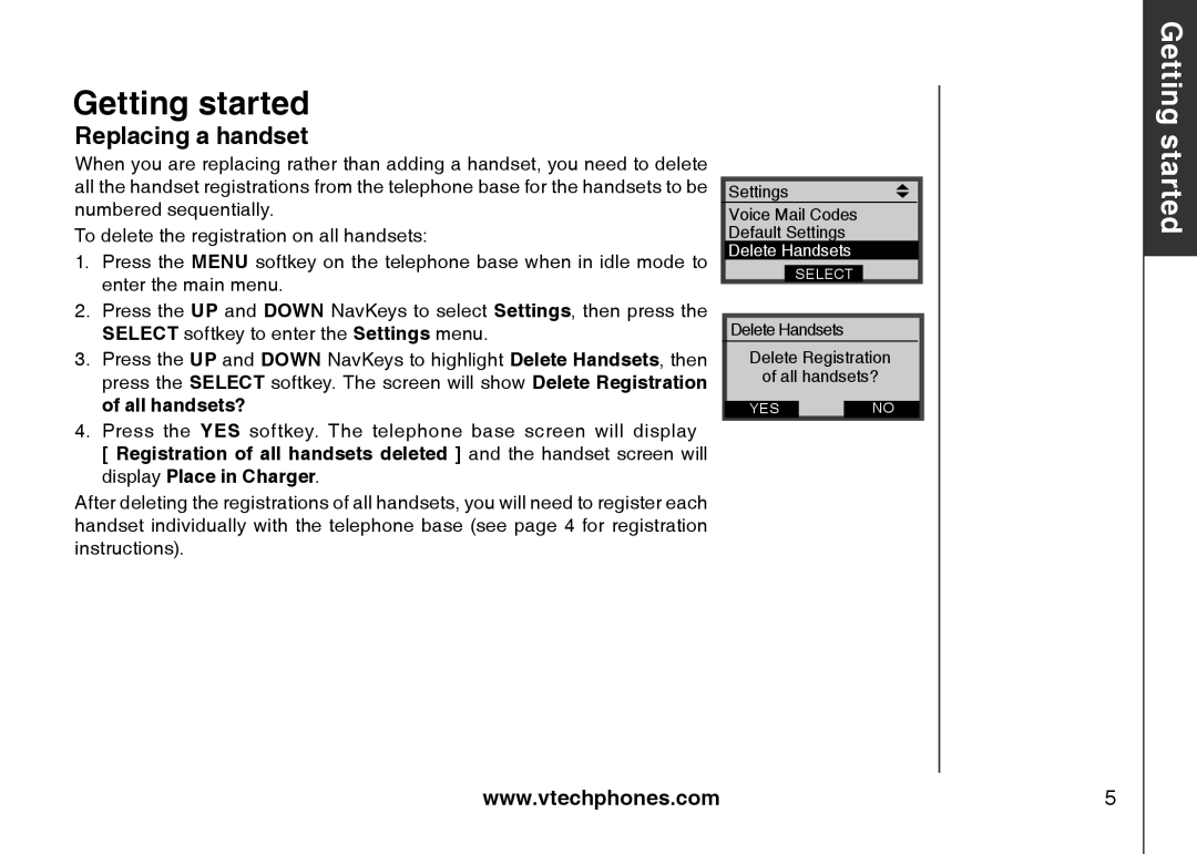 VTech LS5105 important safety instructions Replacing a handset 