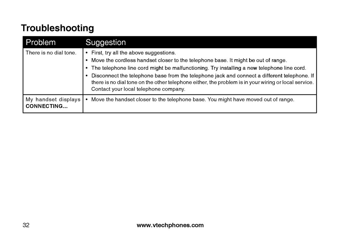 VTech LS6113-BK, LS6113-WT important safety instructions irst, try all the above suggest ions 