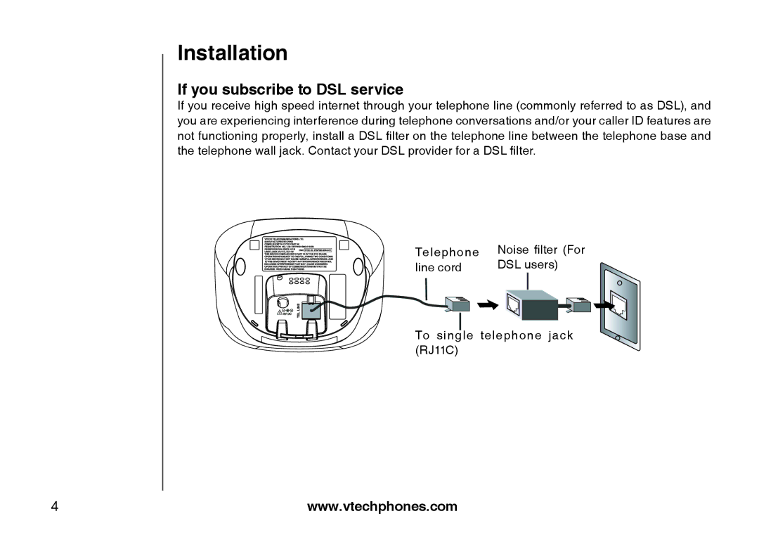 VTech LS6113-BK, LS6113-WT important safety instructions If you subscribe to DSL service 