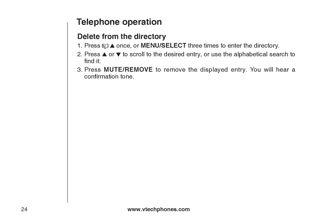 VTech LS6115-3, LS6115-2 user manual Delete from the directory 