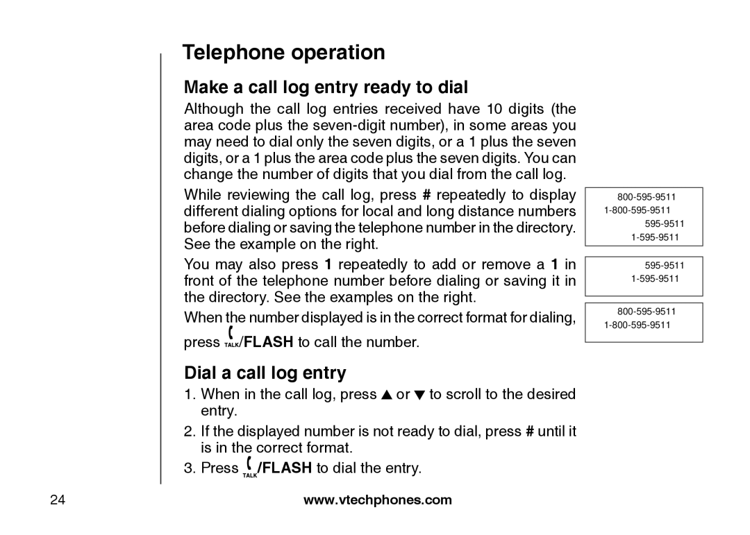 VTech LS6117 user manual Make a call log entry ready to dial, Dial a call log entry 