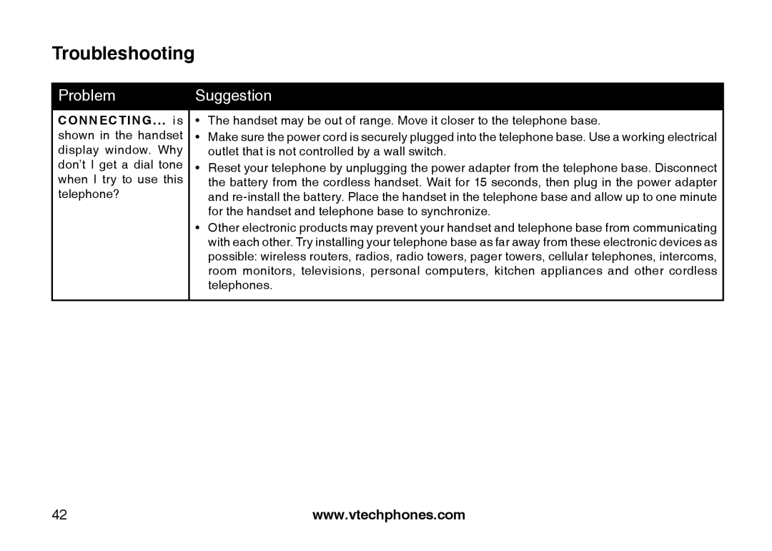 VTech LS6117 user manual CONNECTING... is 