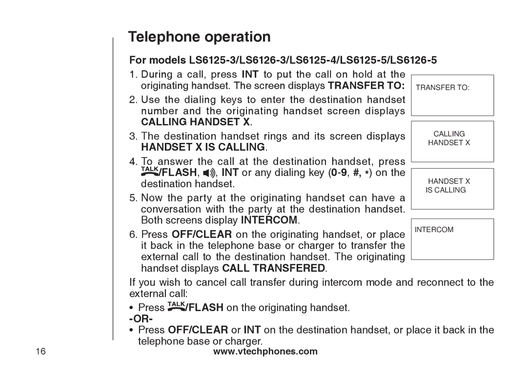 VTech LS6125-4, LS6125-2, LS6126-5, LS6125-3, LS6125-5, LS6126-3 important safety instructions Calling Handset 