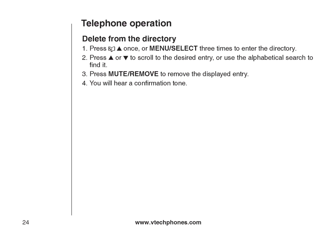 VTech LS6125-3, LS6125-2, LS6125-4, LS6126-5, LS6125-5, LS6126-3 important safety instructions Delete from the directory 