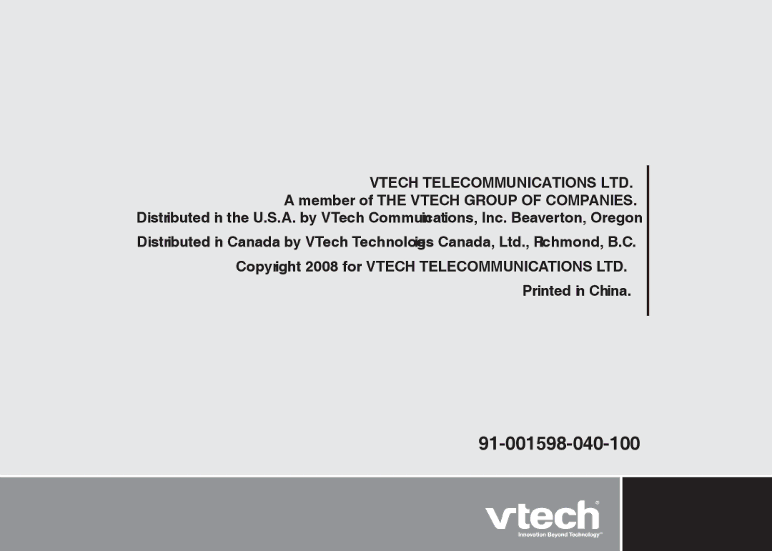 VTech LS6125-2, LS6125-4, LS6126-5, LS6125-3, LS6125-5, LS6126-3 important safety instructions 91-001598-040-100 