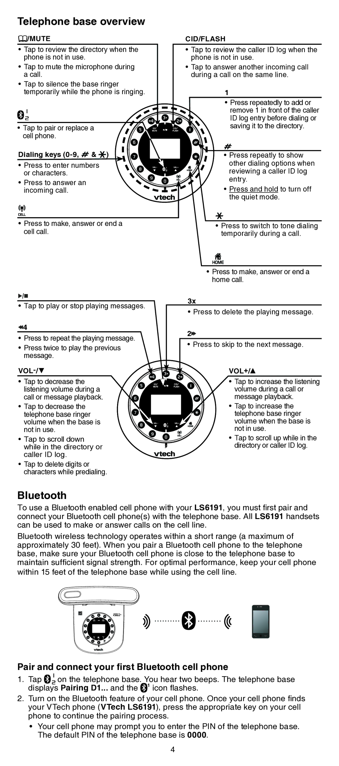 VTech LS6191/LS6191-13/LS6191-15/ LS6191-16/LS6191-17 user manual Pair and connect your first Bluetooth cell phone 