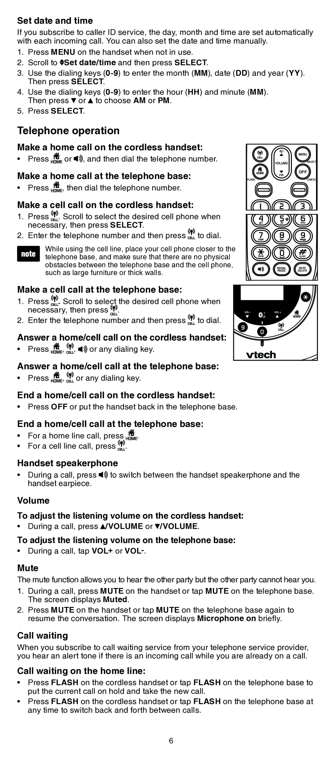 VTech LS6191/LS6191-13/LS6191-15/ LS6191-16/LS6191-17 user manual Telephone operation 