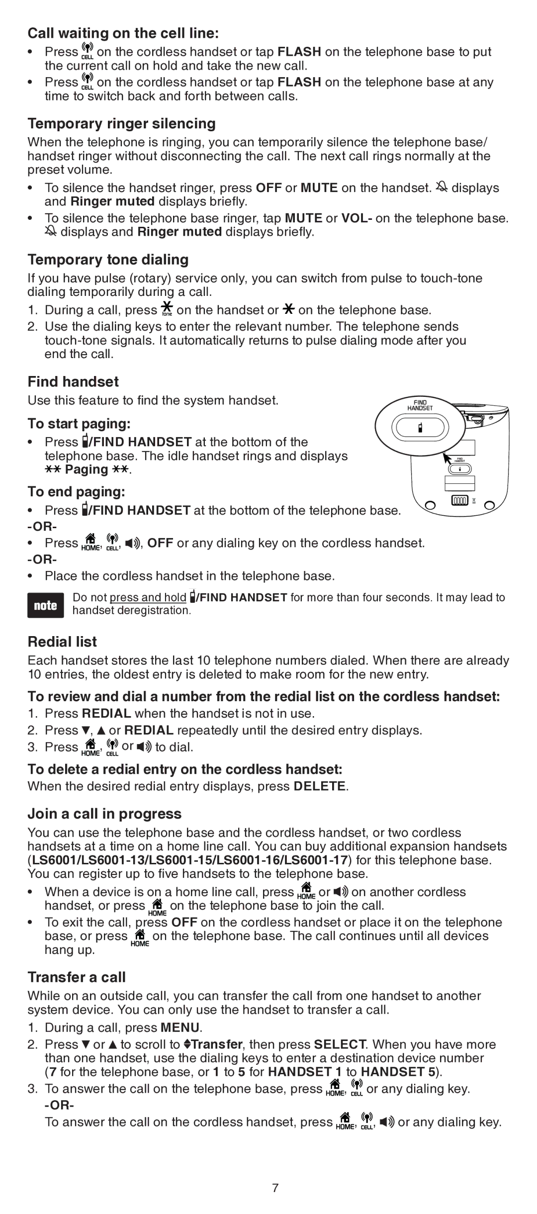 VTech LS6191/LS6191-13/LS6191-15/ LS6191-16/LS6191-17 user manual Call waiting on the cell line, Temporary ringer silencing 