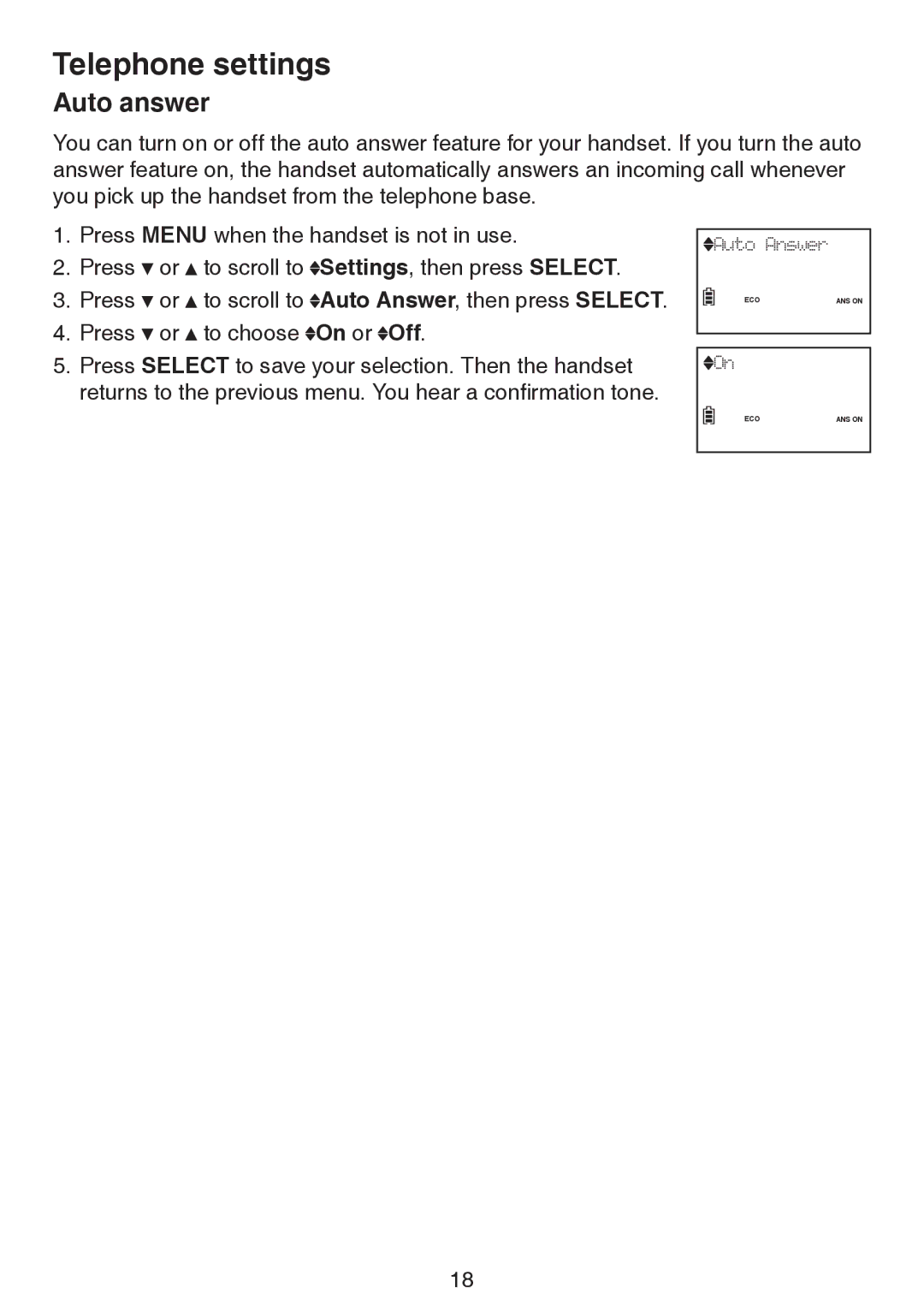 VTech LS6195-16, LS6195-17, LS6195-15, LS6195-13 user manual Auto answer 