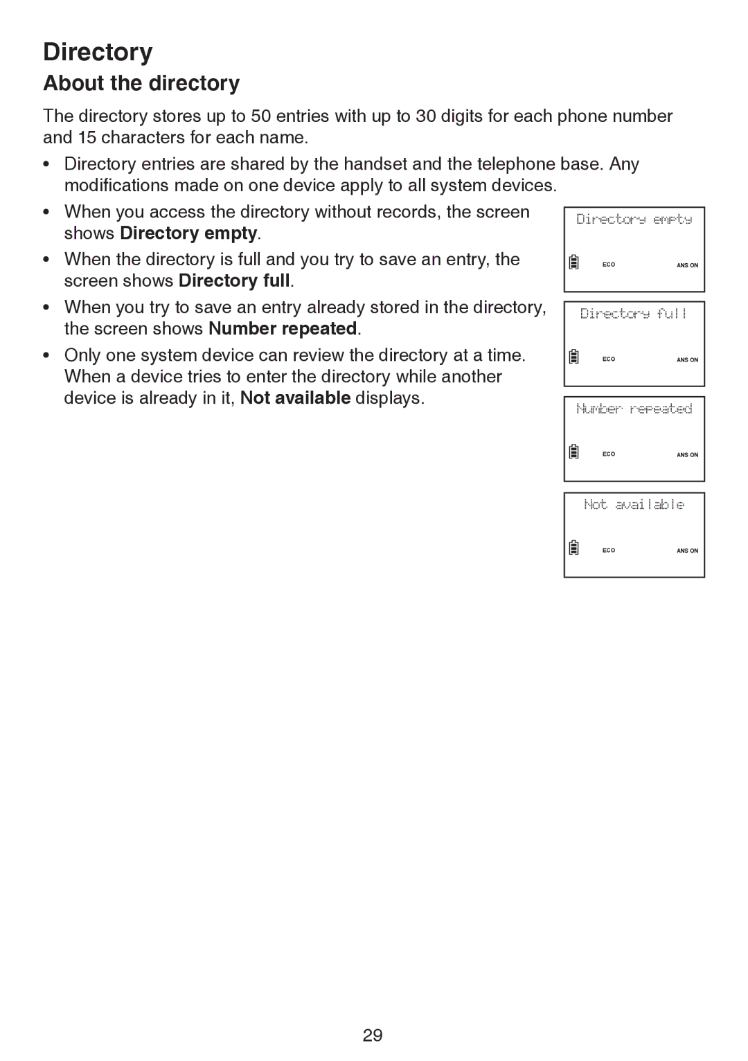 VTech LS6195-17, LS6195-15, LS6195-16, LS6195-13 user manual Directory, About the directory 