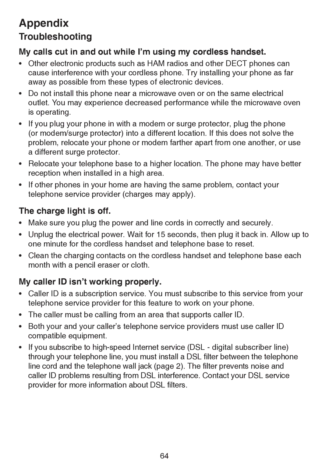 VTech LS6195-17, LS6195-15, LS6195-16, LS6195-13 user manual My calls cut in and out while I’m using my cordless handset 