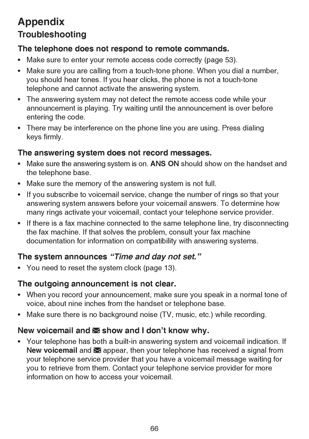 VTech LS6195-17, LS6195-15, LS6195-16, LS6195-13 user manual System announces Time and day not set 