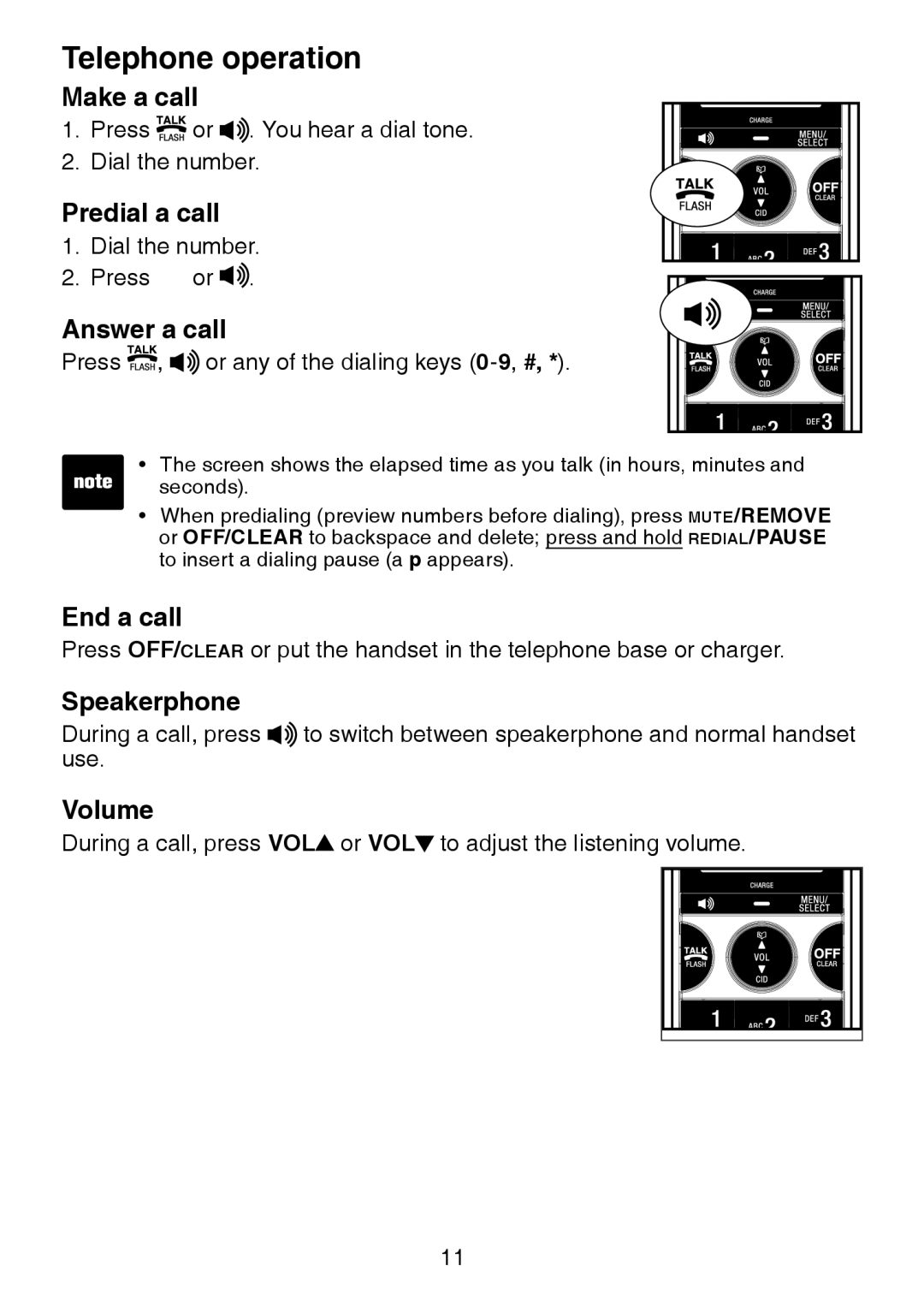 VTech LS6226-2, LS6225-4, LS6225-3, LS6225-5, LS6225-2 user manual Telephone operation 