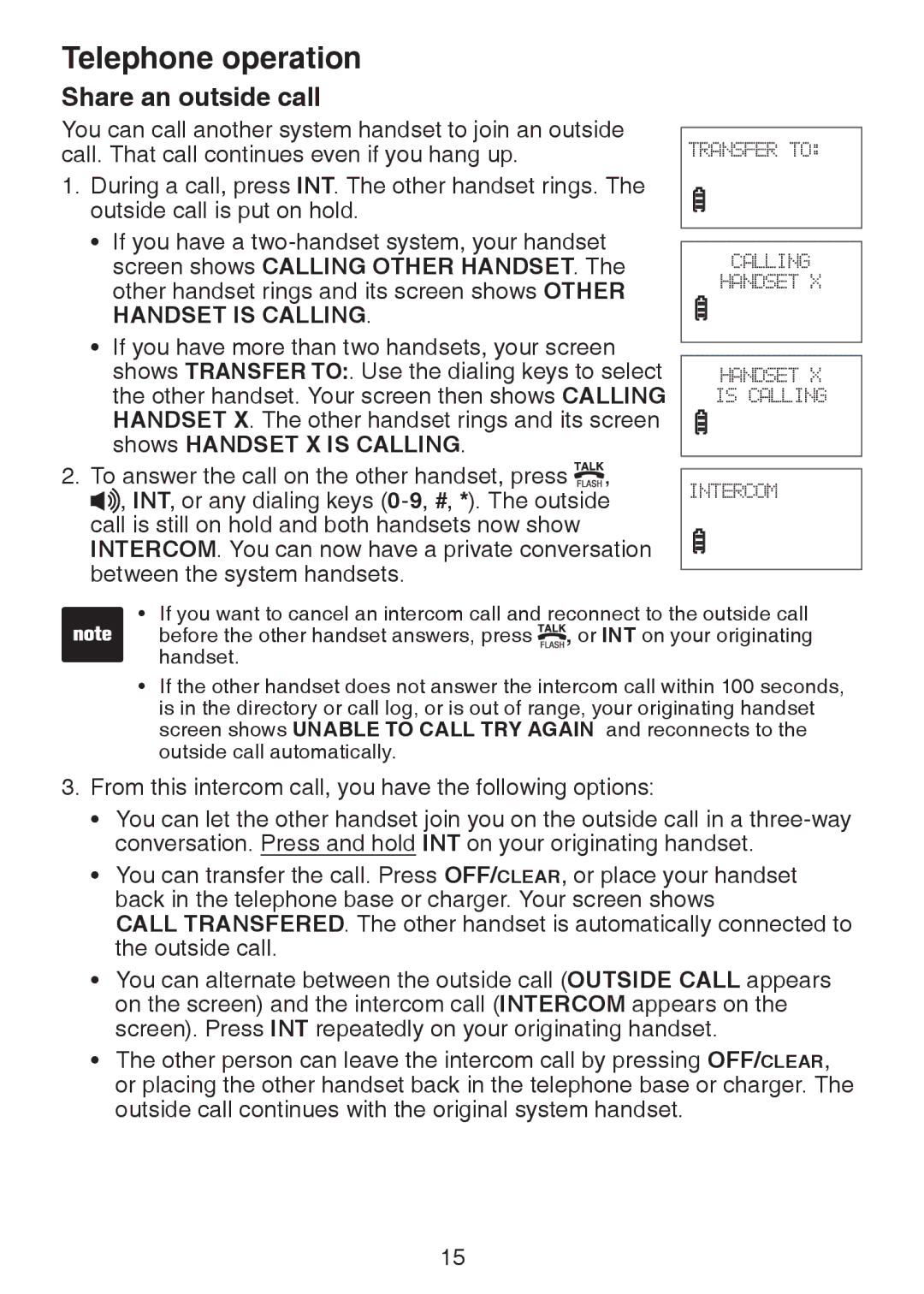 VTech LS6225-4, LS6226-2, LS6225-3, LS6225-5, LS6225-2 user manual Share an outside call 