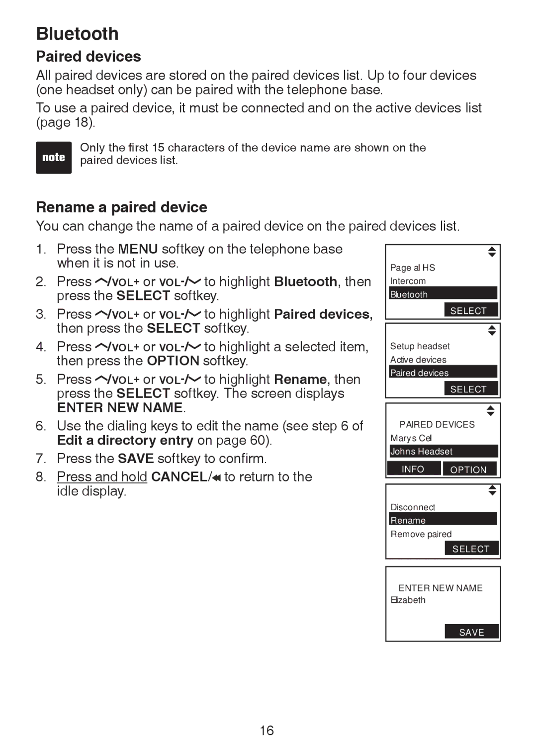 VTech LS6245 user manual Paired devices, Rename a paired device 