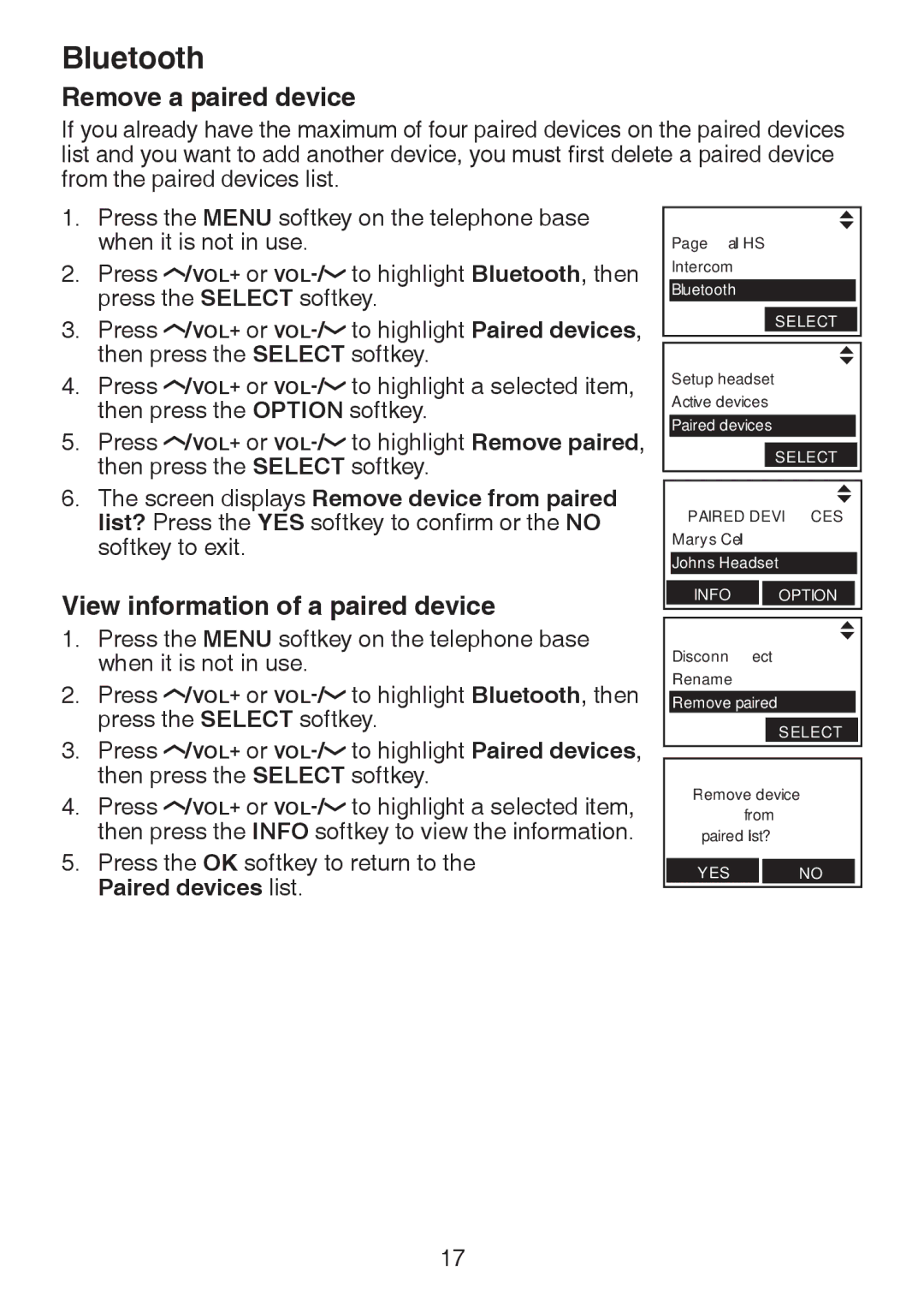 VTech LS6245 user manual Remove a paired device, View information of a paired device 