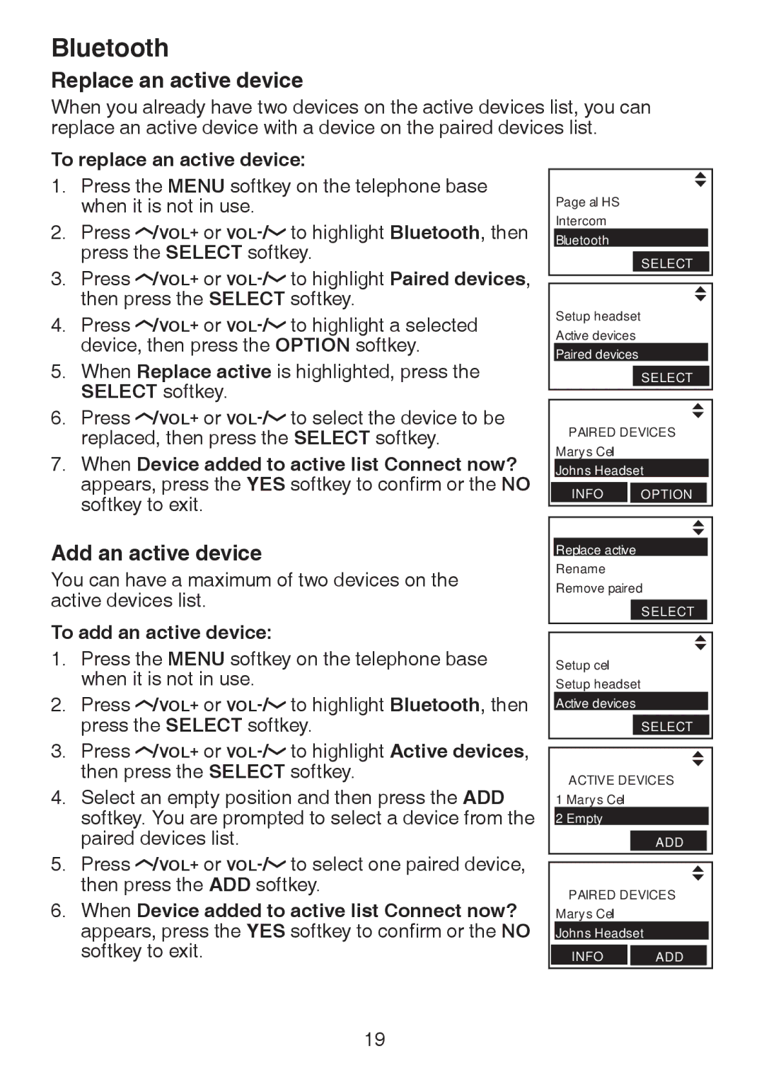 VTech LS6245 Replace an active device, Add an active device, To replace an active device, To add an active device 