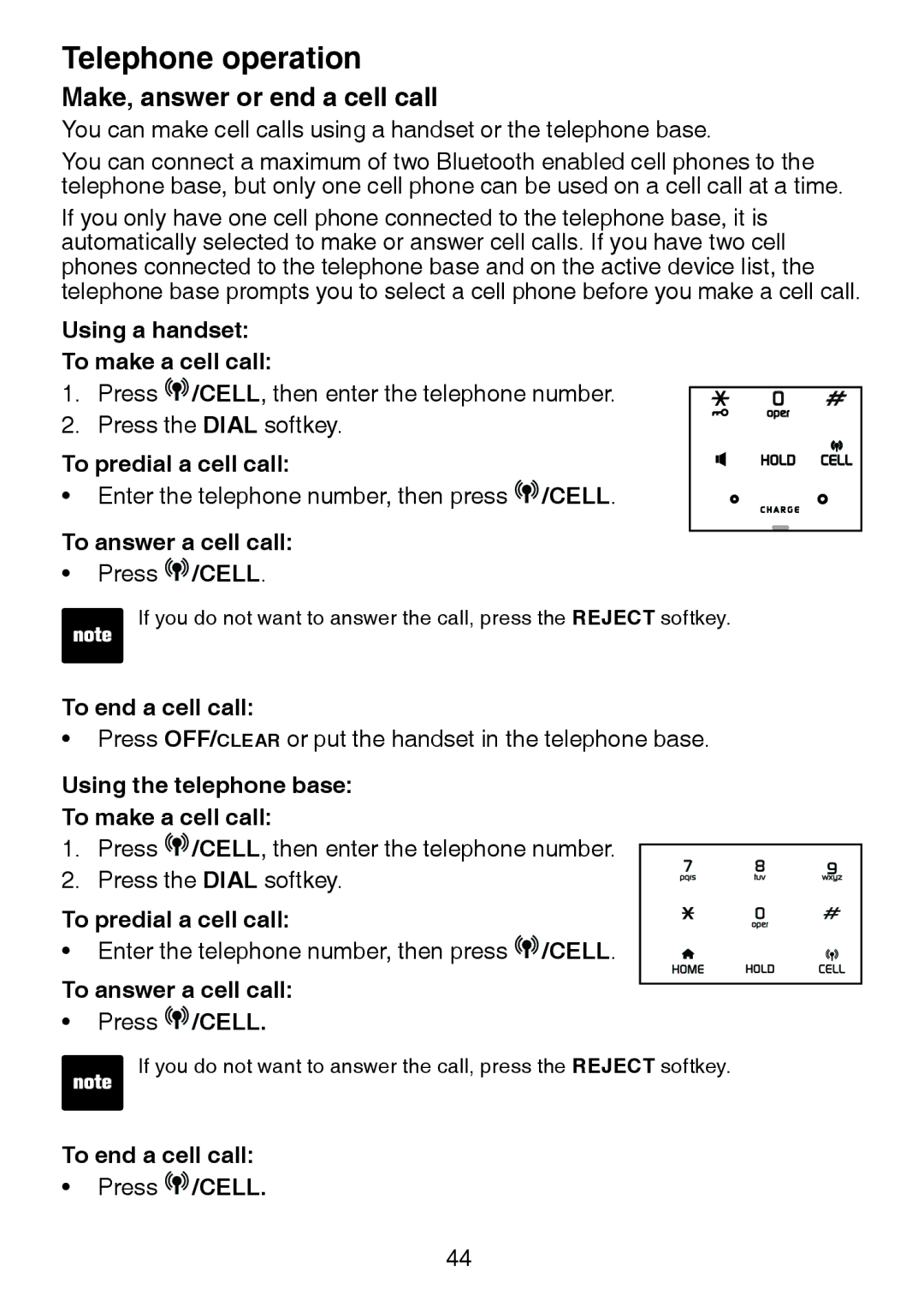 VTech LS6245 user manual Make, answer or end a cell call 