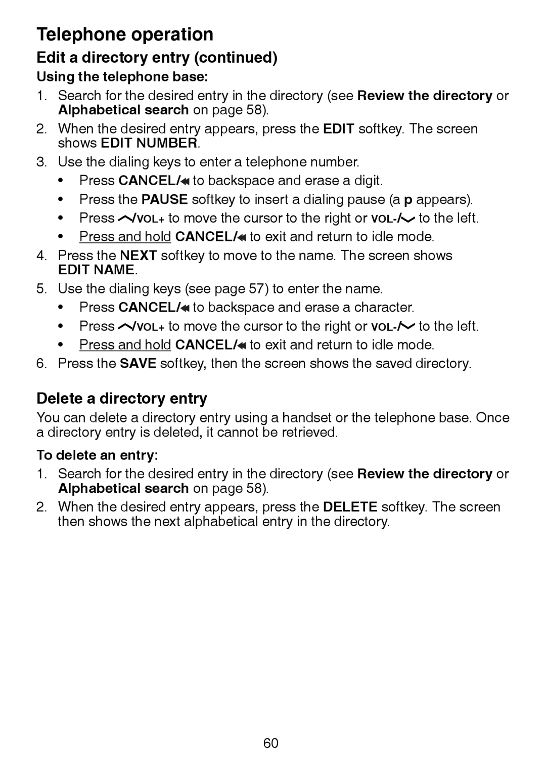 VTech LS6245 user manual Delete a directory entry, To delete an entry 