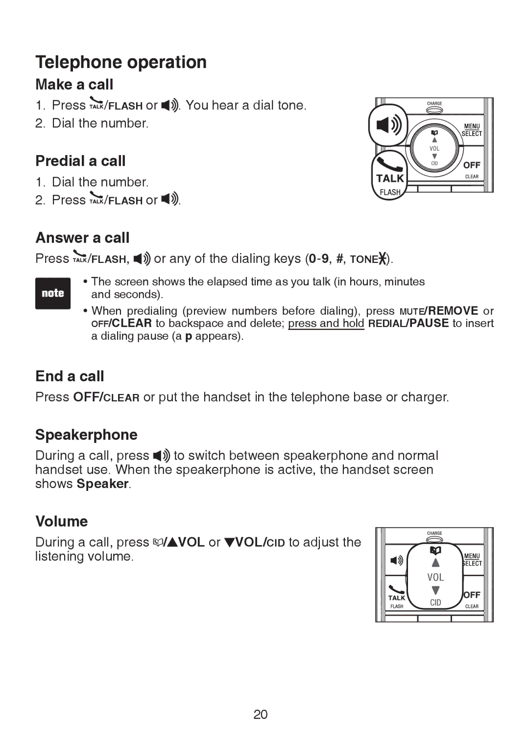 VTech LS6326-5, LS6325-3, LS6325-4, LS6325-5 user manual Telephone operation 