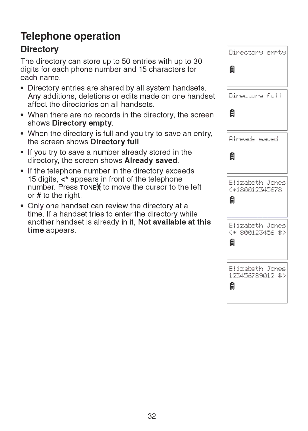 VTech LS6325-4, LS6325-3, LS6325-5, LS6326-5 user manual Directory 