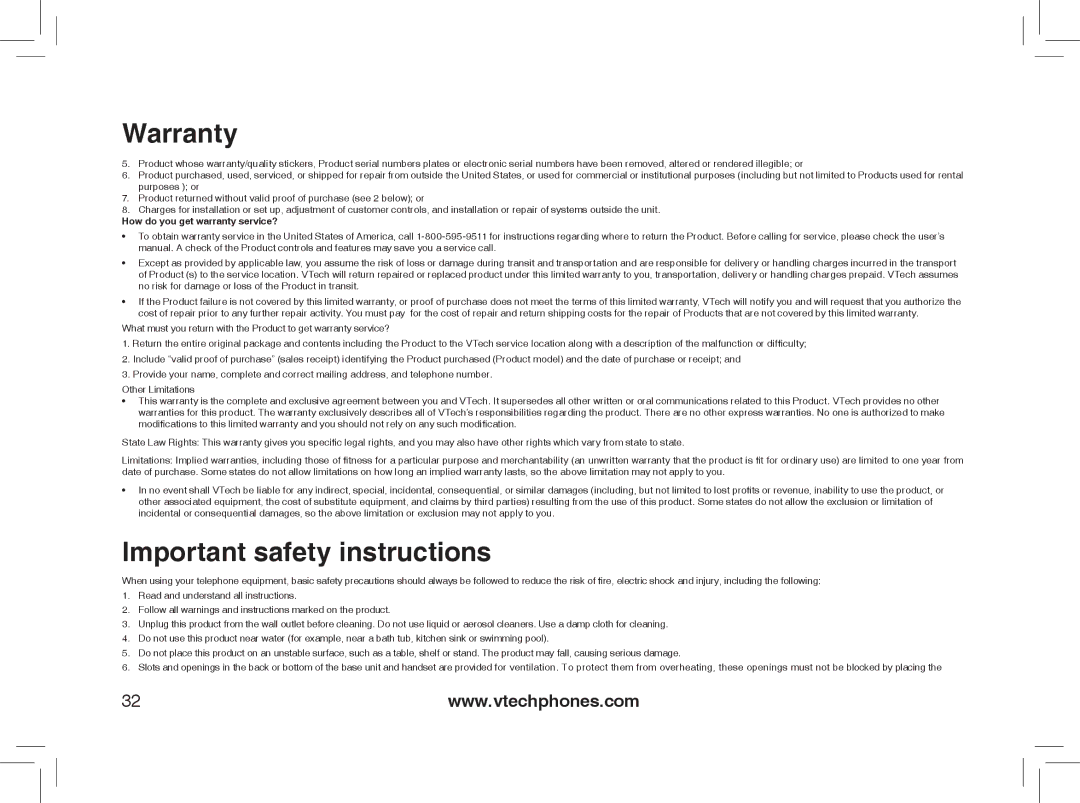 VTech MI6807 Important safety instructions, How do you get warranty service? 