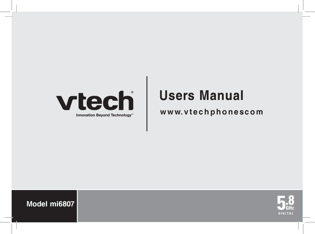 VTech MI6807 warranty User’s Manual 