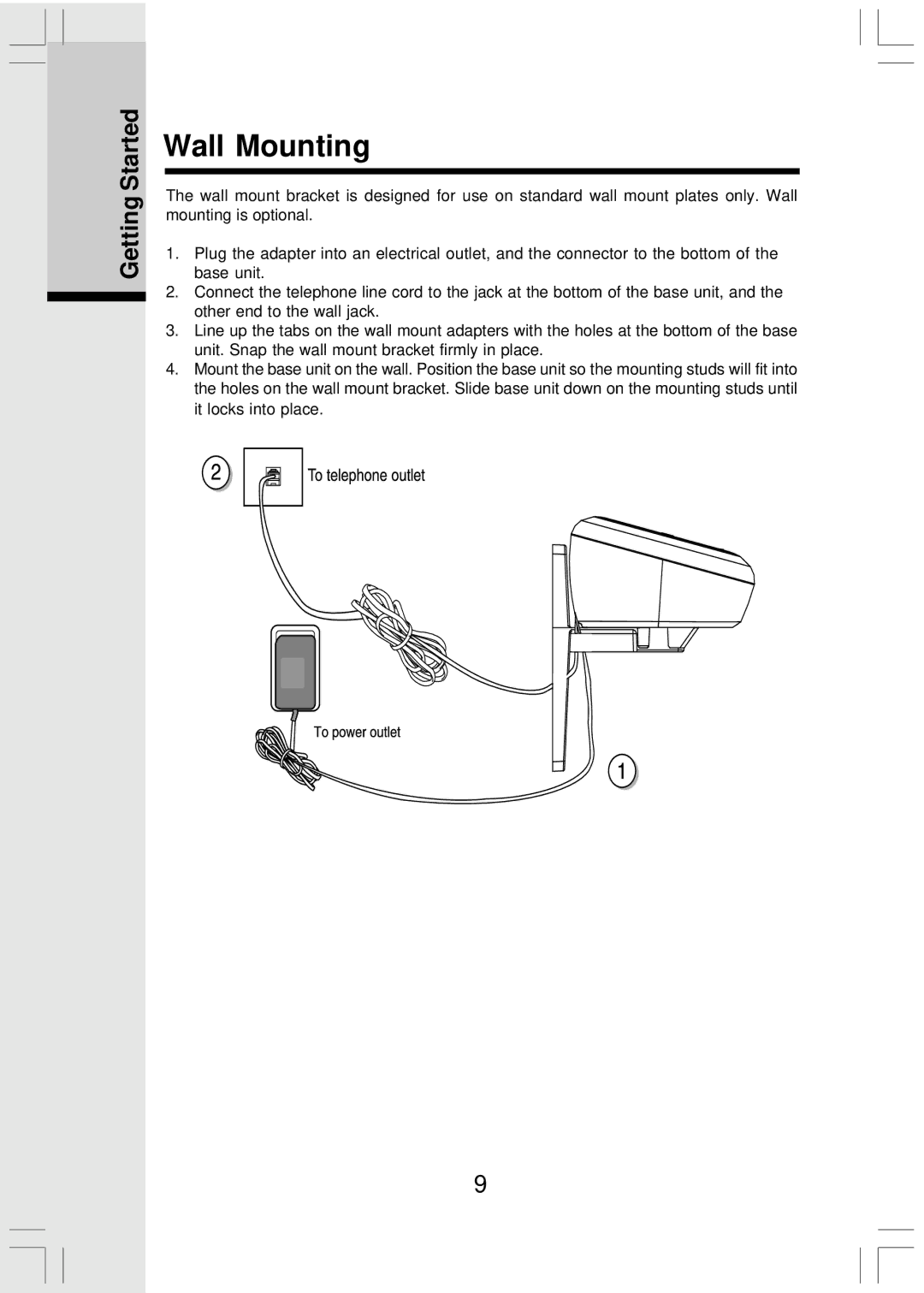 VTech Mi6821 user manual Wall Mounting 