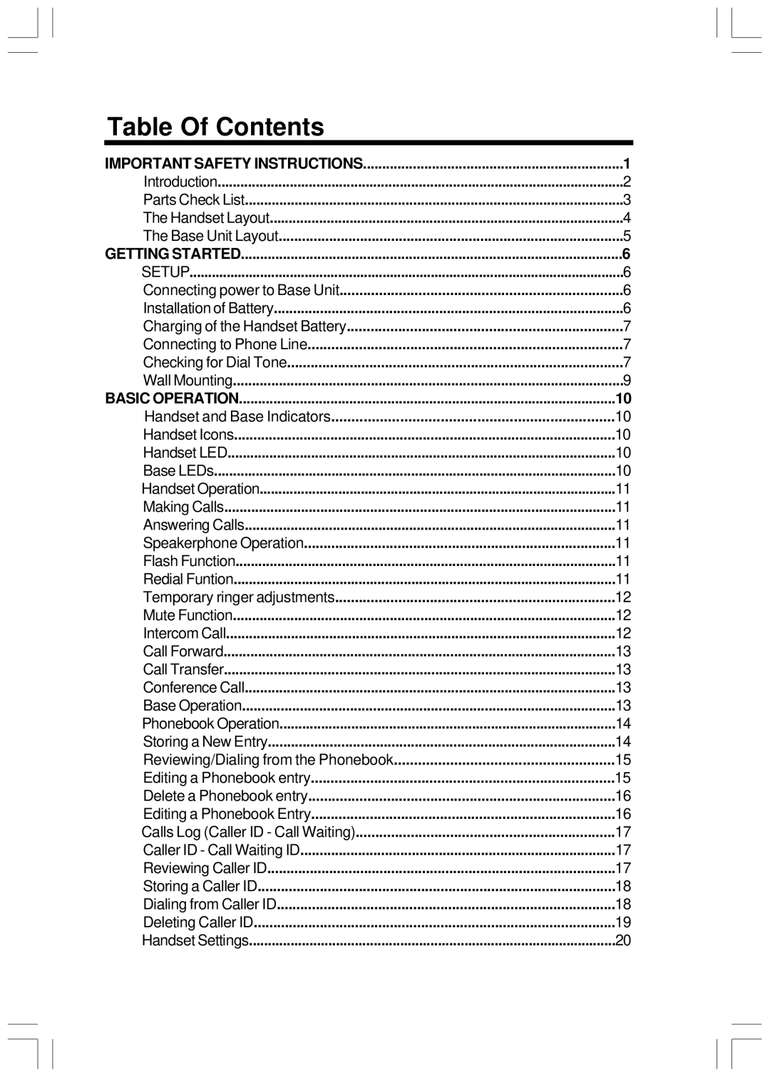 VTech Mi6821 user manual Table Of Contents 