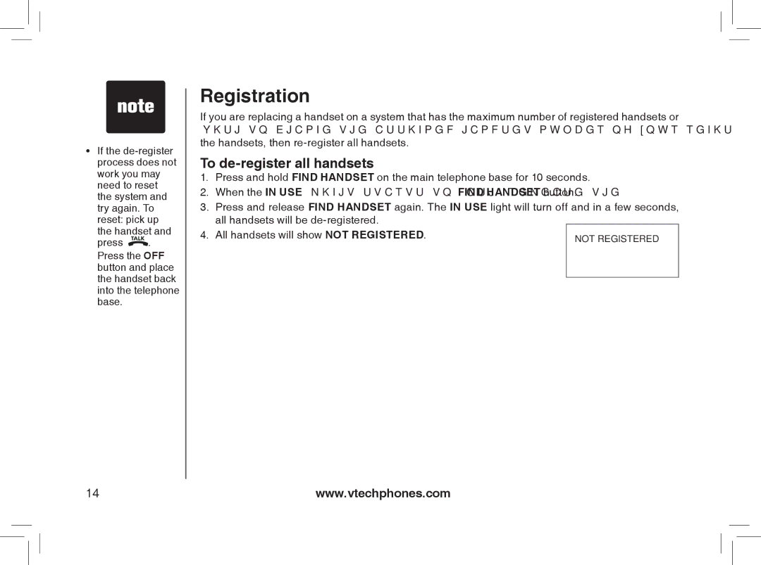 VTech mi6895, MI6866, MI6896, mi6870 manual To de-register all handsets 