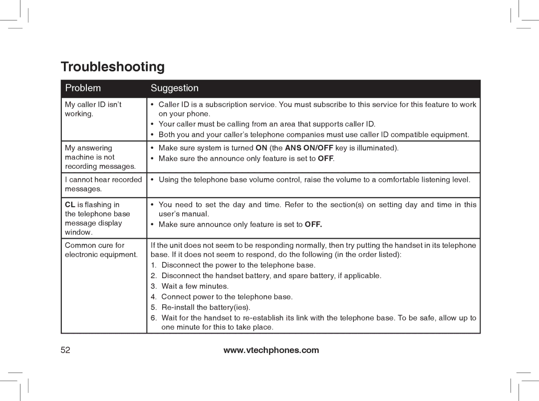 VTech MI6866, MI6896, mi6895, mi6870 manual Troubleshooting 