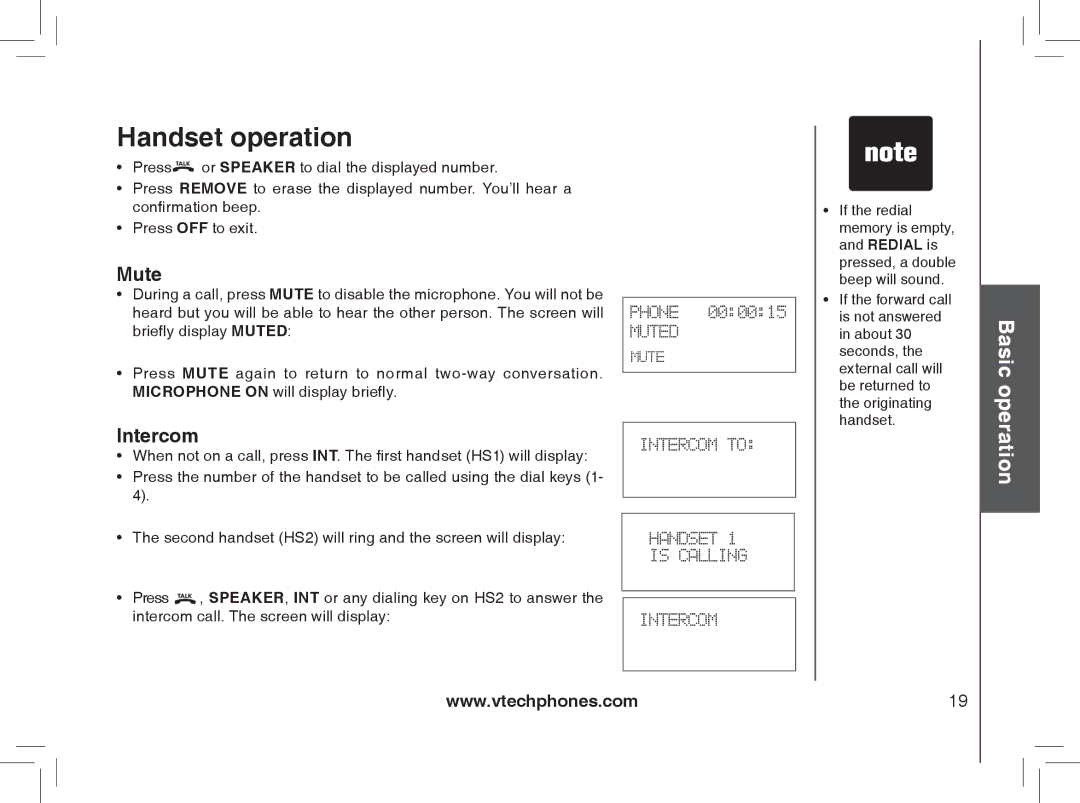 VTech mi6870, MI6866, MI6896, mi6895 manual Mute, Intercom 