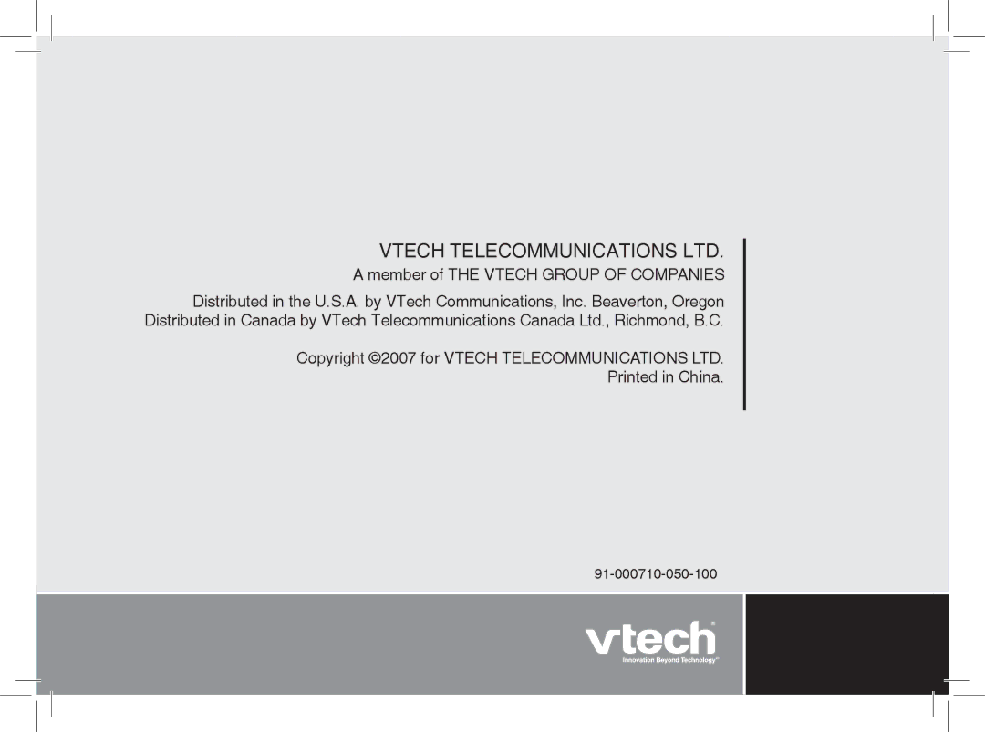 VTech mi6895, MI6866, MI6896, mi6870 manual Member of the Vtech Group of Companies 