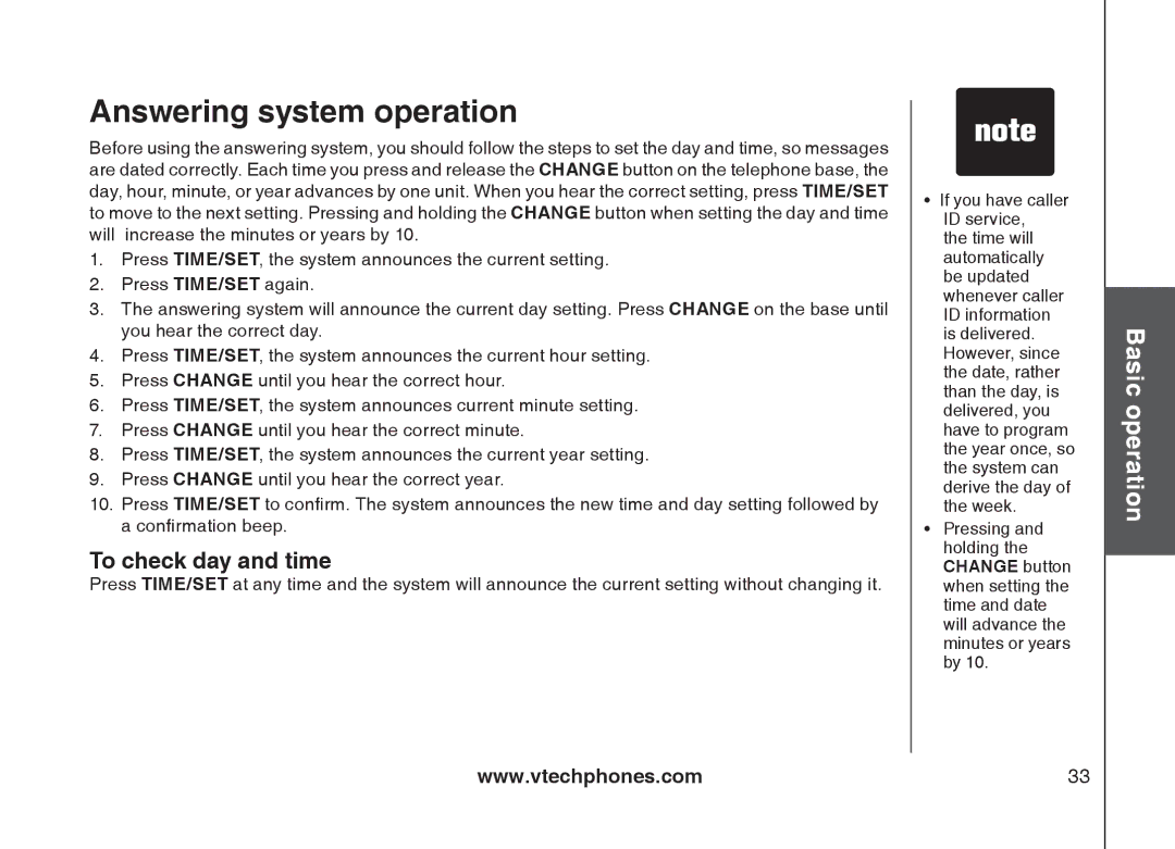 VTech mi6877, mi6897 user manual To check day and time 