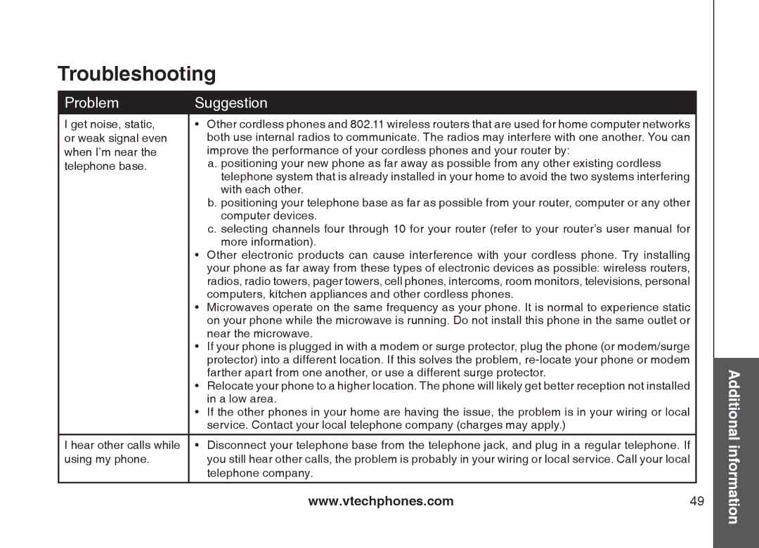 VTech mi6877, mi6897 user manual Telephone company 