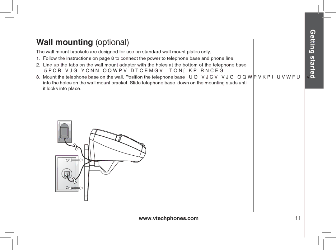 VTech MI6889 user manual Wall mounting optional 