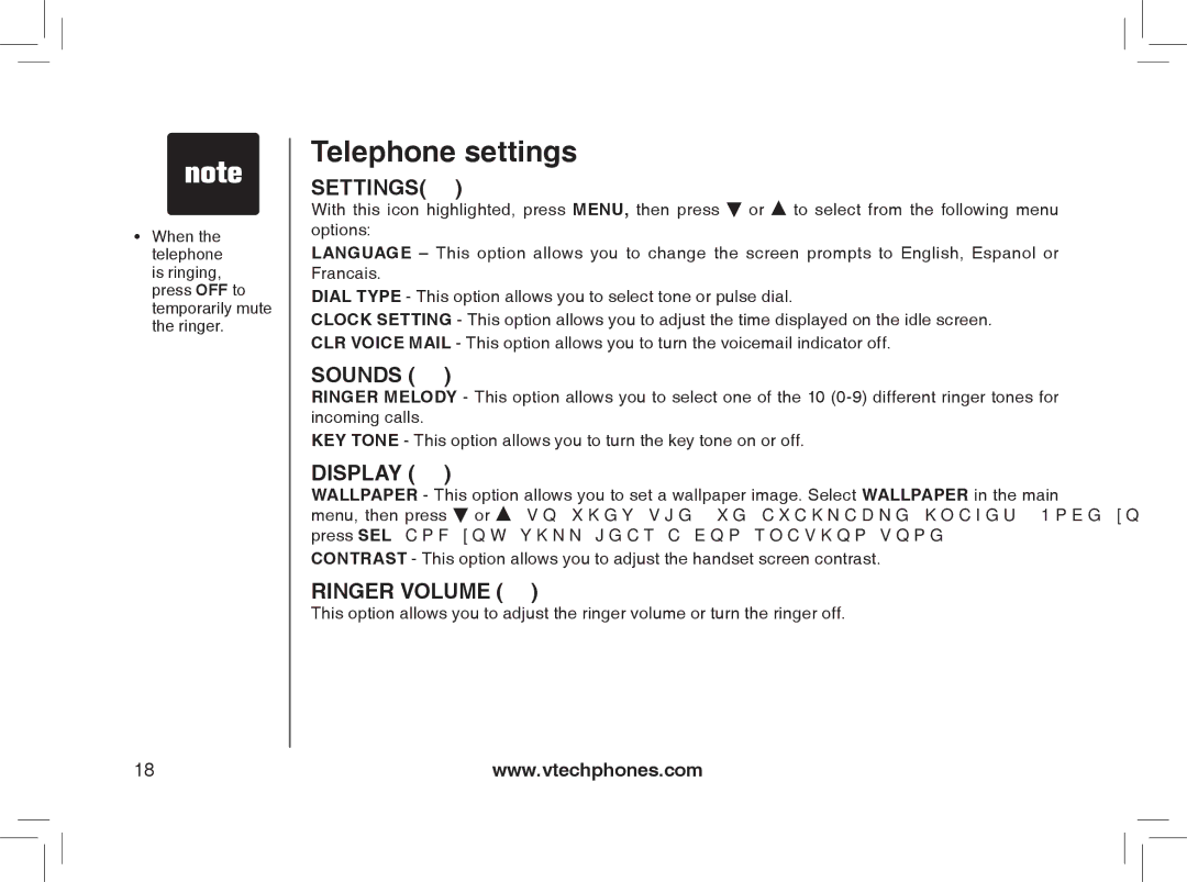 VTech MI6889 user manual Ringer Volume 