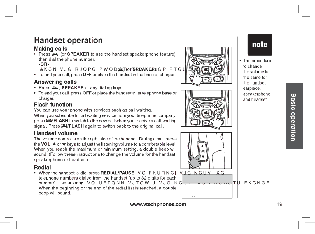 VTech MI6889 user manual Handset operation 