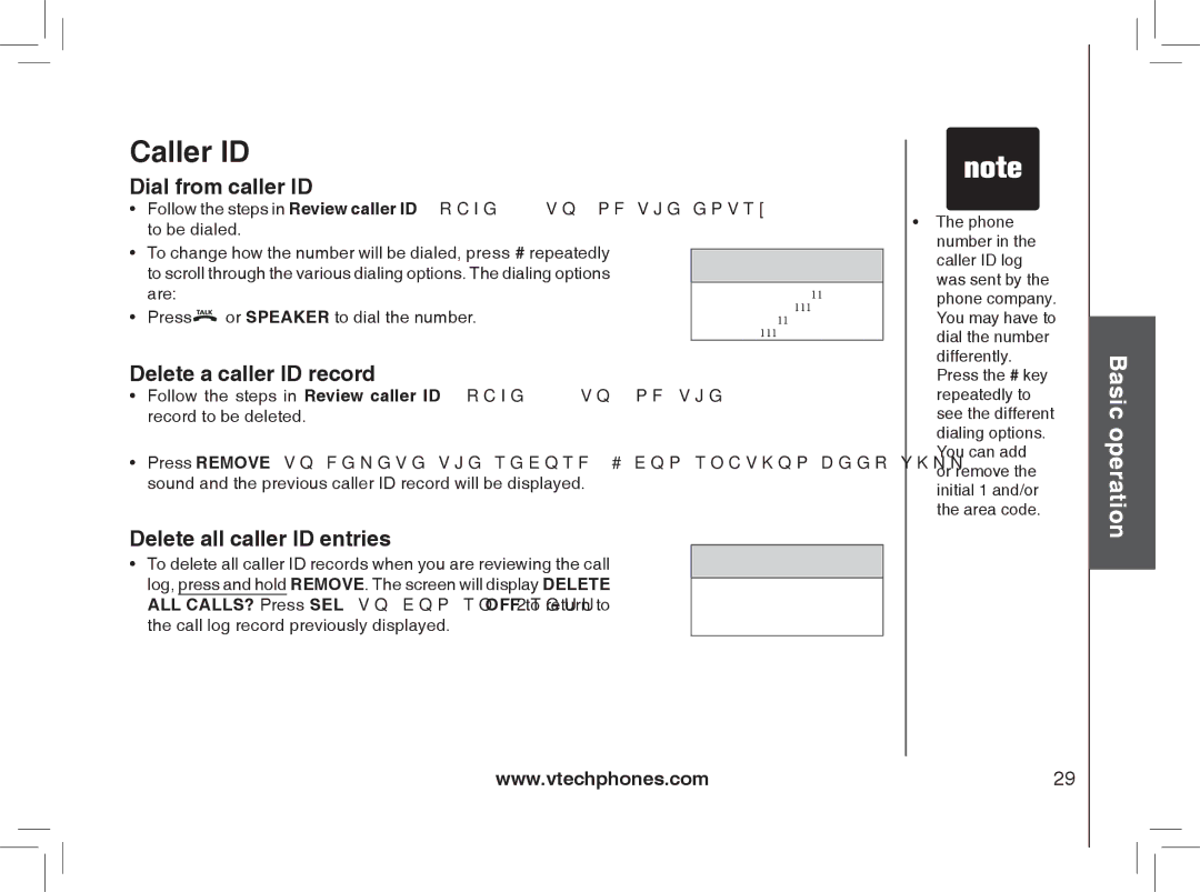 VTech MI6889 user manual Dial from caller ID, Delete a caller ID record, Delete all caller ID entries 