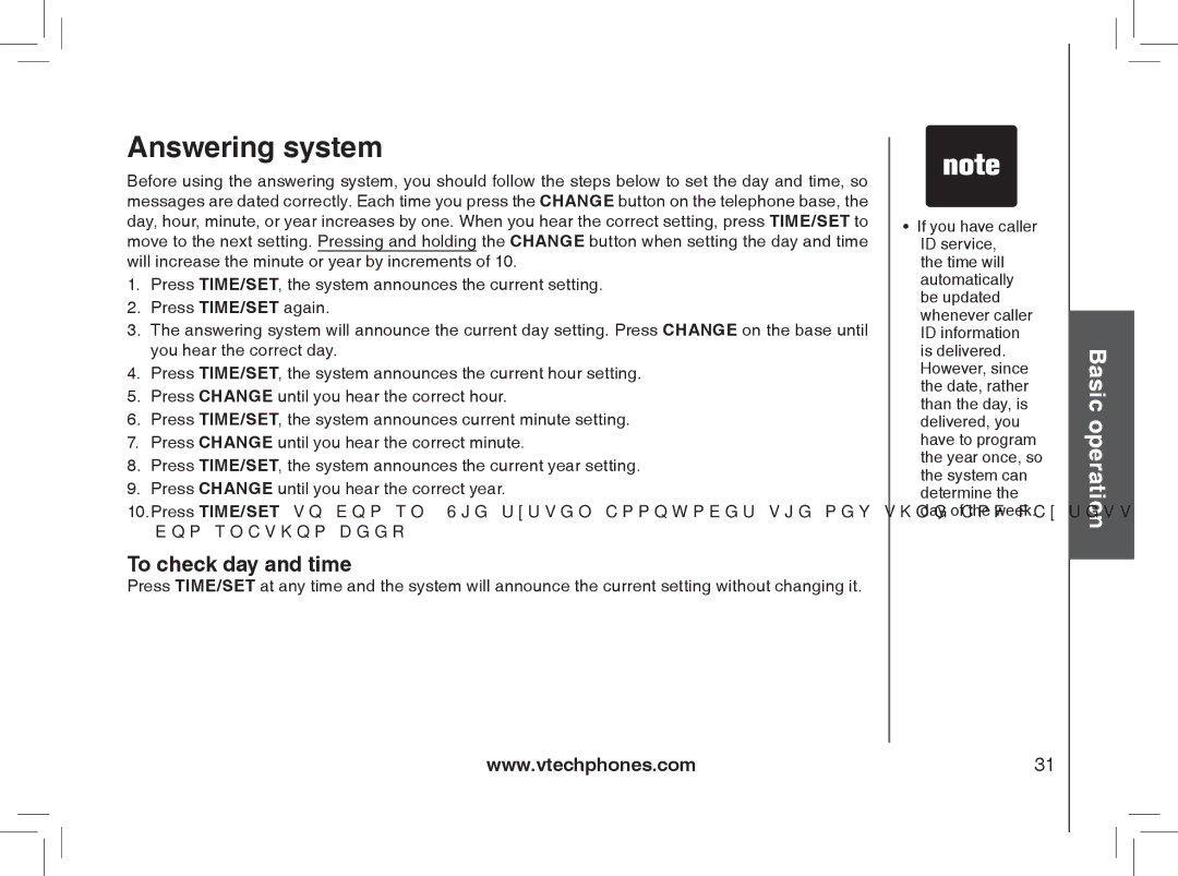 VTech MI6889 user manual To check day and time 