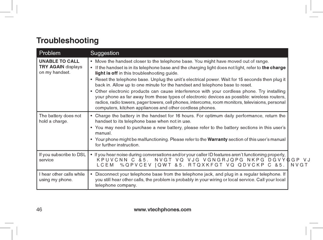 VTech MI6889 user manual Unable to Call, TRY Again displays 