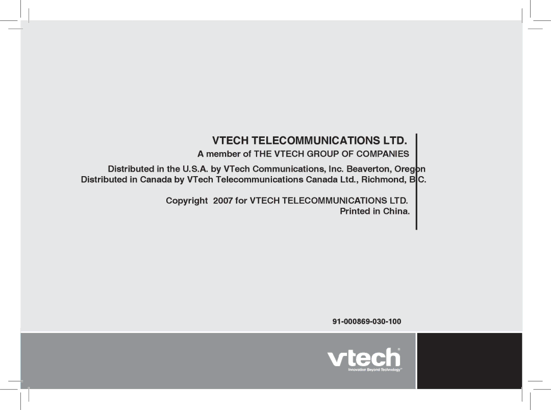 VTech MI6889 user manual Member of the Vtech Group of Companies 