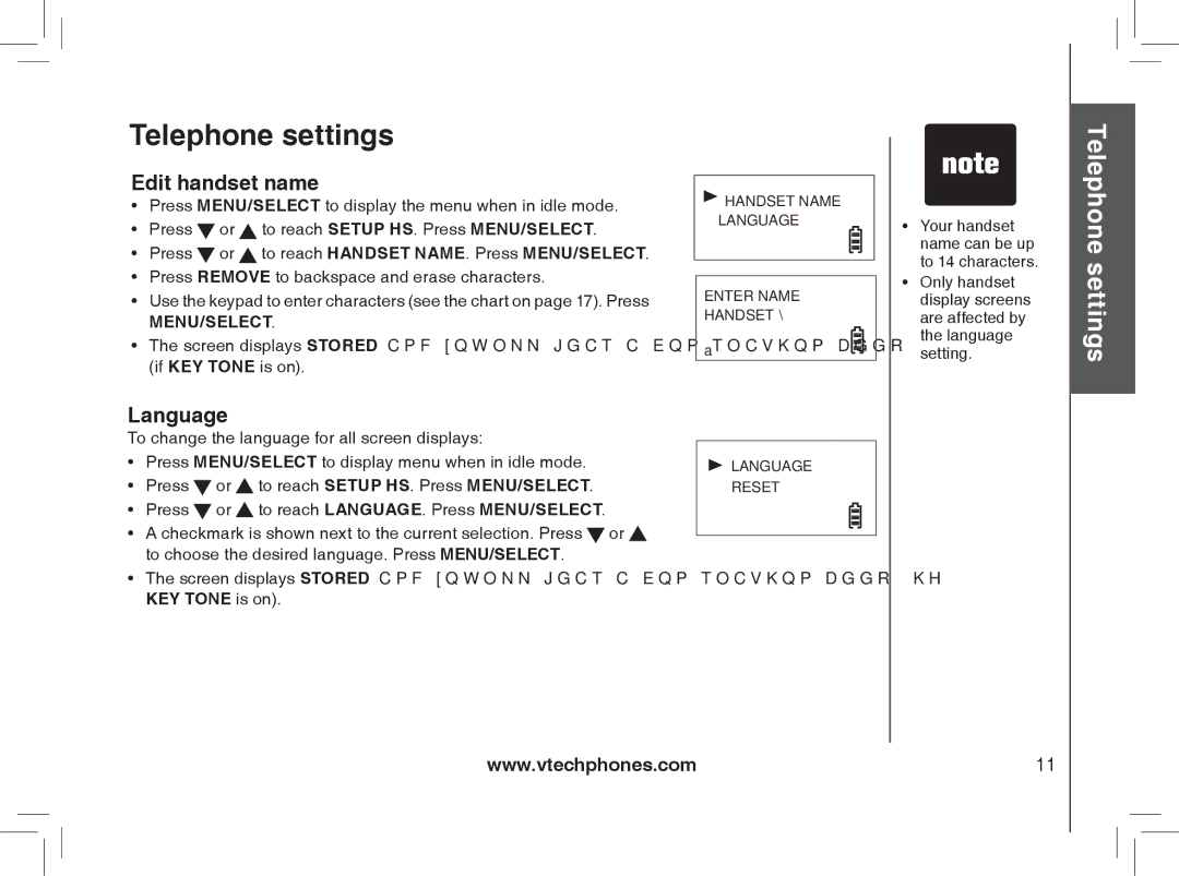 VTech Model 6032 user manual Edit handset name, Language 