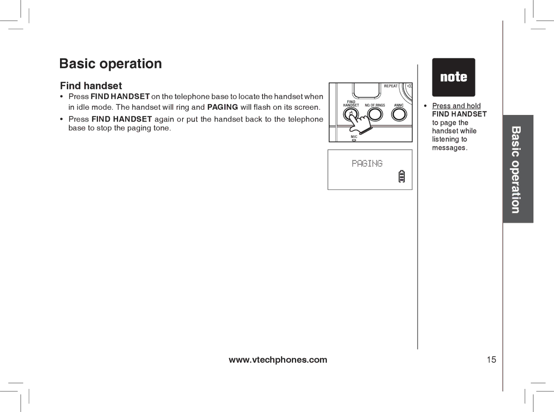 VTech Model 6032 user manual Find handset 